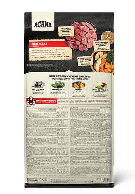 Sacco Acana Red Meat 9,7kg per cani adulti con manzo e maiale, linea Classics Sacco Acana Red Meat 9,7kg per cani adulti con manzo e maiale, linea Classics